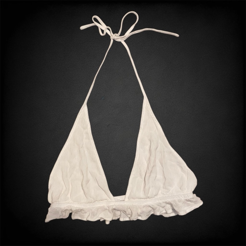 Garage Babydoll Peplum Halter Cami in Snow White